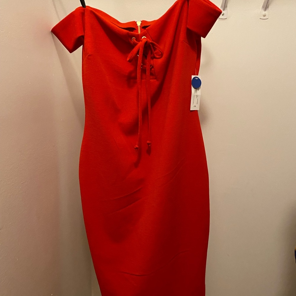 Red Off Shoulder Cocktail Dress